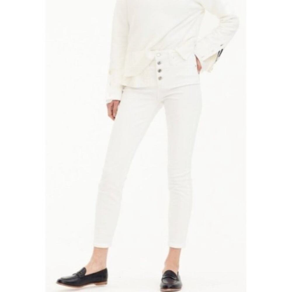 J. Crew 9" toothpick jean in white wash button fly mid rise‎ ankle size 29